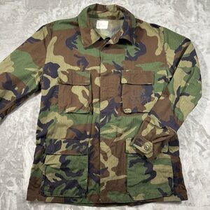 Us Army Field Jacket Large Long Woodland Camo Military Style Coat Menswear